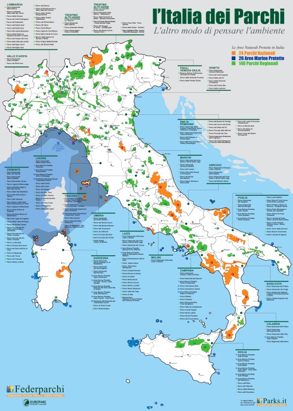 carta delle Aree naturali protette in Italia