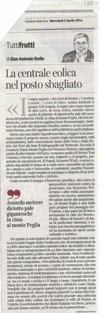 Il Corriere della Sera, 2 aprile 2014